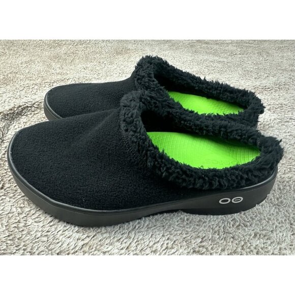 Oofos Oocoozie Black Mule Sherpa Fuzzy Recovery Slippers Men\'s Size 9.5 NWOB main image 13